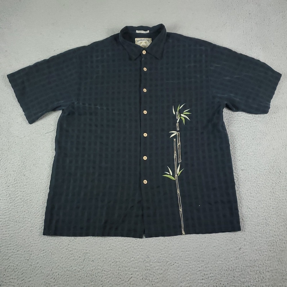 Burma Bibas Shirt Mens Large Gray Tropical Hawaiian Button Up *